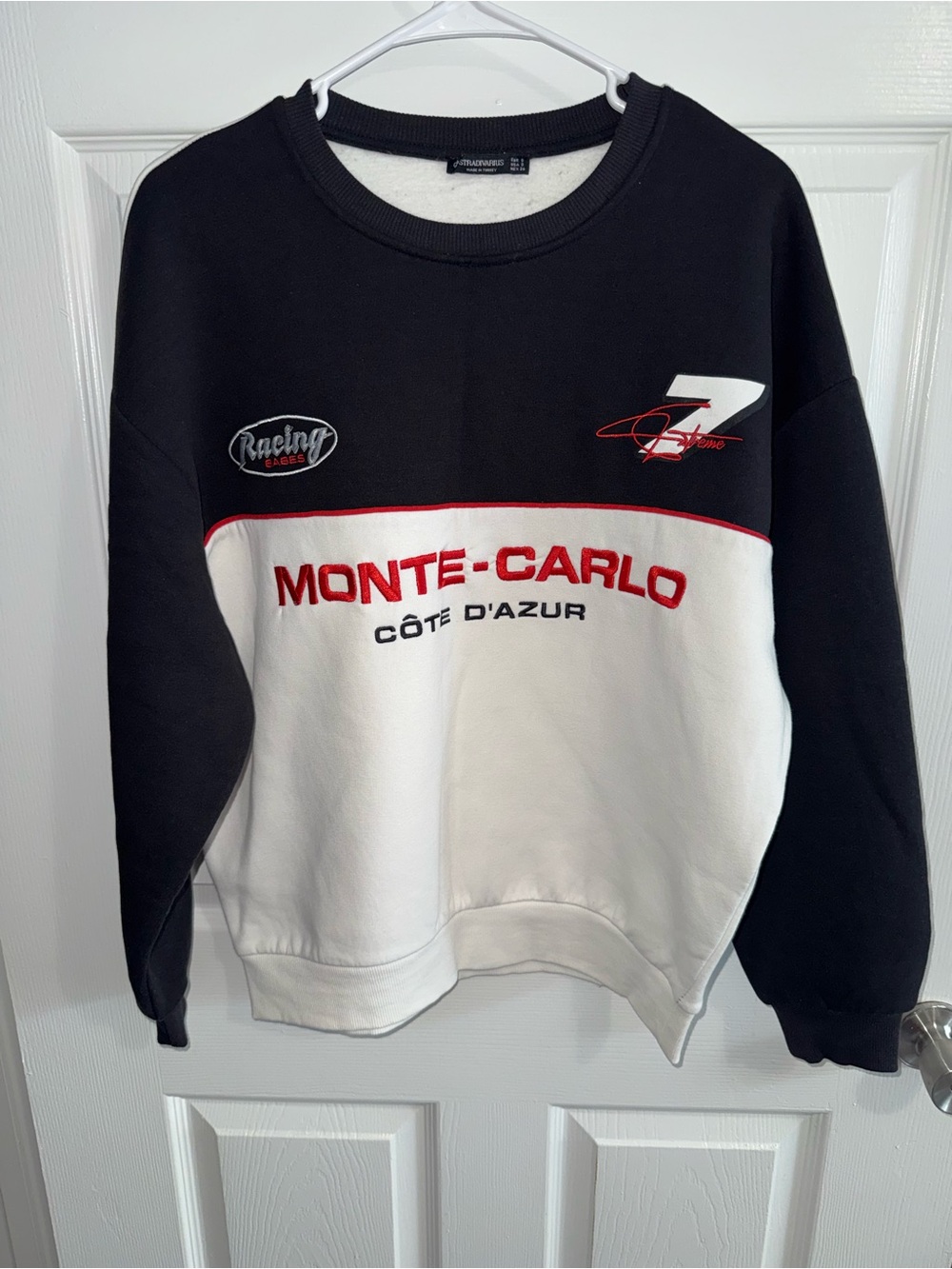 stradivarius Black & White Monte-Carlo Racing Crewneck